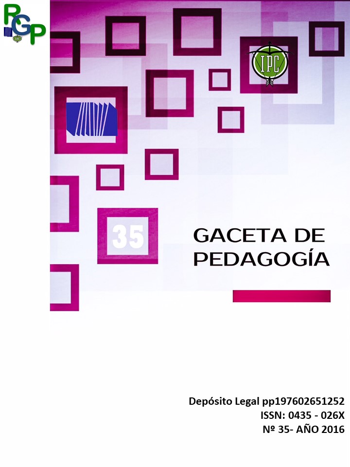					View No. 35 (2016): GACETA DE PEDAGOGÍA Journal
				
